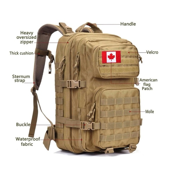 *NEW* Water Resistant Military/Army Tactical Backpack Molle Webbing Tan/Sand - Picture 9 of 11